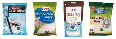 Leclerc, Cora, Auchan and System U grated coconut 