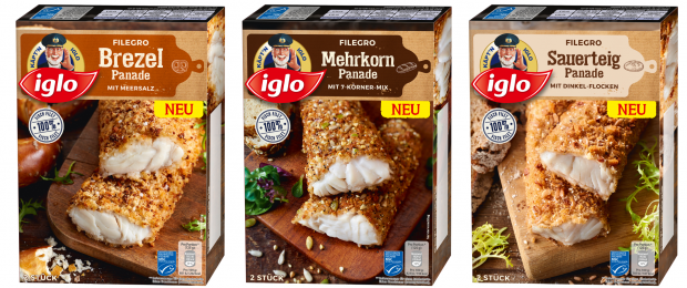 Iglo's pretzel, multigrain and sourdough crumbed fish