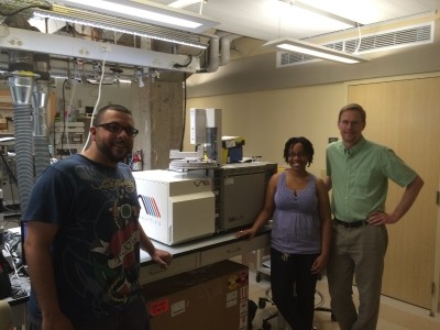 From left: Dr Jesus Velazquez, Dr Sonja Francis (Lewis Group) and Dr Nathan Dalleska, at EAC. Photo: VUV Analytics 