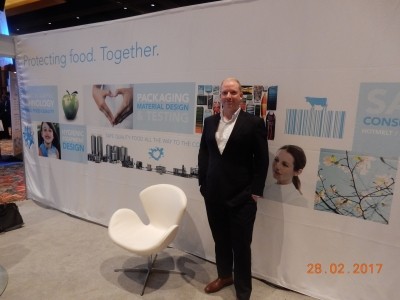 Alex Bromage at the Tetra Pak stand in Houston, Texas