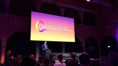 Michel Arrion, executive director at ICCO, opens the debate at Chocoa 2019 in Amsterdam