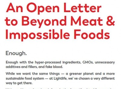 Dr Rachel Cheatham: 'This open letter feels like nothing more than a PR stunt...' (picture: screenshot, open letter from Lightlife Foods)