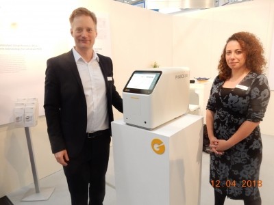 Lars Ullerich (left) and Anastasia Liapis from GNA Biosolutions at Analytica 2018