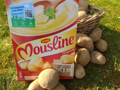 Shoppers can scan the Mousline packaging to get information about the product's production date, quality control parameters, storage times and the location of warehouses