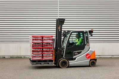 At CCEP's Jordbro sites in Sweden, all forklift trucks on-site are electric. Image source: Coca-Cola Europacific Partners