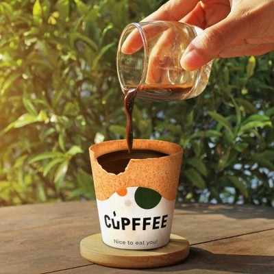 Bulgaria-based Cupffee makes its edible coffee cups from seven ingredients, including oat bran, wheat flour, sugar and oil. Image credit: Cupffee