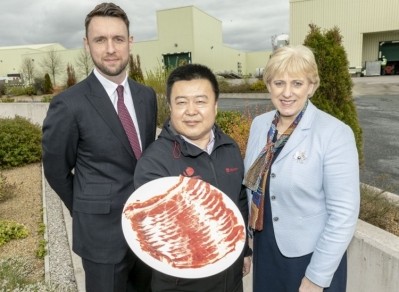 ABP International managing director Mark Goodman, BJ Hopewise chairman Sun Yong Liof  and Ireland’s Minister for Business, Enterprise and Innovation Heather Humphreys at the announcement of the extended listings