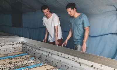 The co-founders at an insect farm
