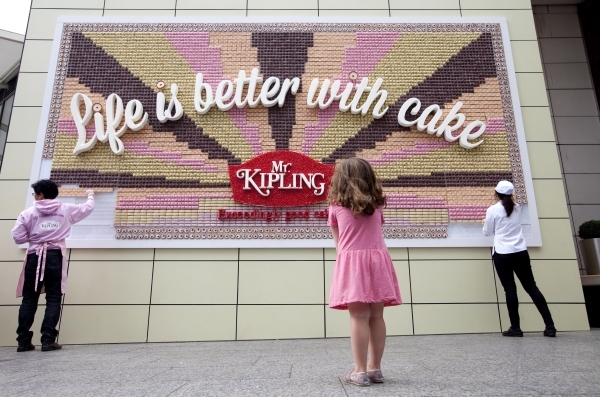 The edible billboard showcased at Westfields shopping center in Central London this week