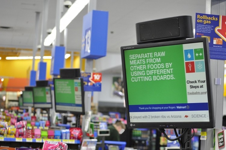 The Walmart TV checkout system is one particularly effective method the company uses to educate consumers about food safety.