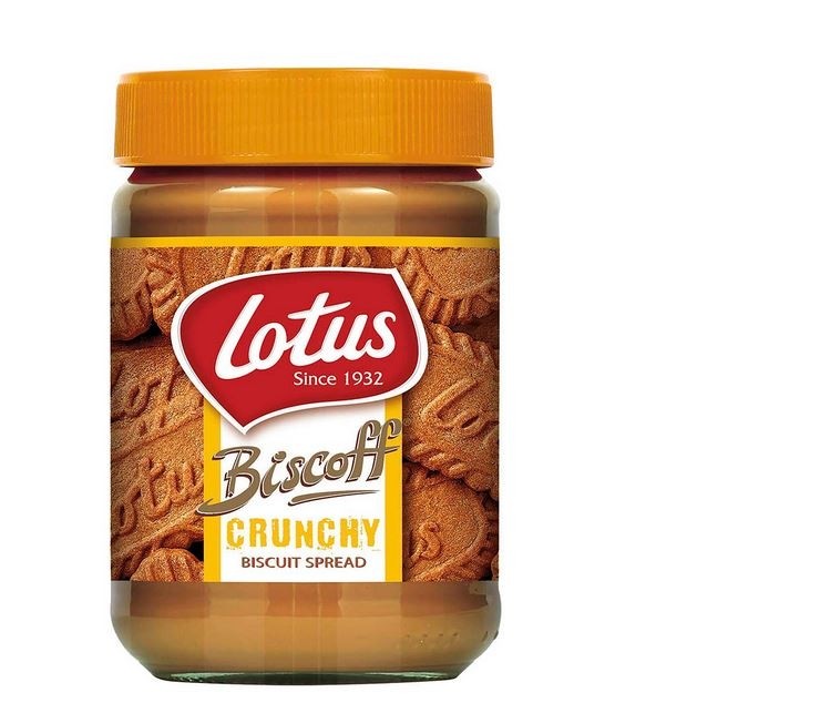 The affected Biscoff Crunchy Biscuit Spread wtih yellow lid. Picture: Lotus Bakeries.