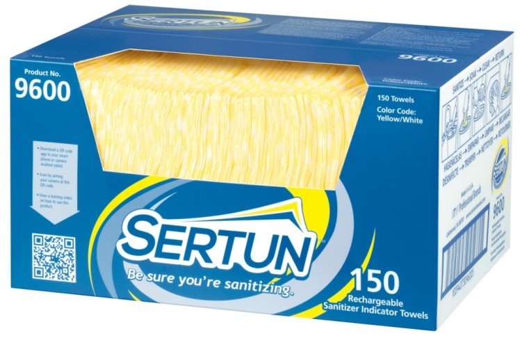 Sertun towels from ITW change color to indicate the proper amount of sanitizer is present or insufficient.