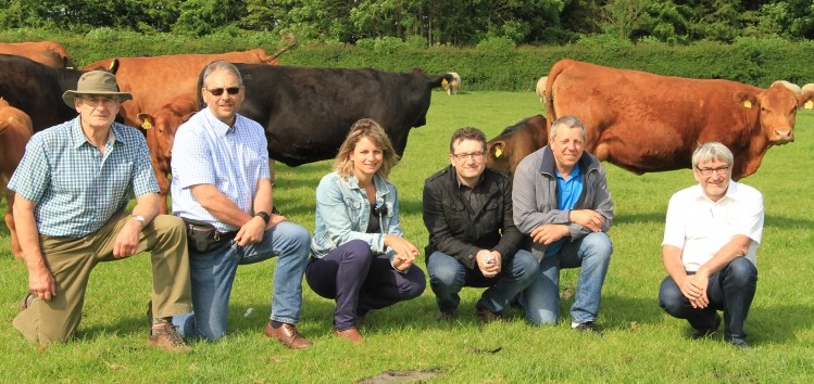 Left to right: Richard Fuller and Duncan Pullar, Stabiliser Cattle Company; Aline Barrois, Stéphane Peultier, Laurent Rouyer and Philippe Sibille of Bovinext