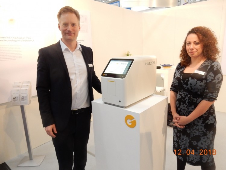 Lars Ullerich (left) and Anastasia Liapis from GNA Biosolutions at Analytica 2018