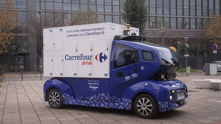 One of the world’s largest supermarket chains, French retailer Carrefour, is extending its current delivery rounds via a trial with autonomous transportation start-up Goggo Network. Image source: Carrefour