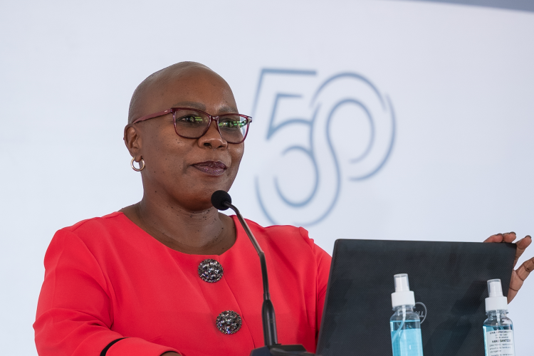 Nomalungelo Gina, South African Deputy Minister of Trade, Industry and Competition, speaks at the opening of Kerry's new facility in South Africa 