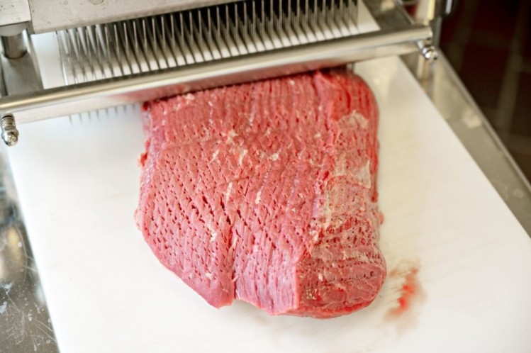 A cut of top round beef after mechanical tenderisation. Image credit: Jon-Are Berg-Jacobsen, Nofima