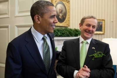 Barack Obama greets Enda Kenny in the Oval Office on the eve of St Patrick's Day