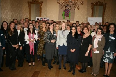 Liz Truss (centre) with the 50 food and drink businesses  