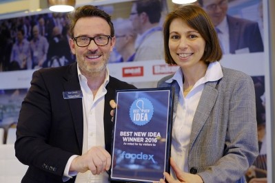 Bagging the top prize: Sandrine Garnier collected the award from Foodex’s Dan  Dixon