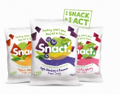 Snact makes a range of fruit jerky from products which would be otherwise rejected for not conforming to supermarkets’ cosmetic standards. ©Snact