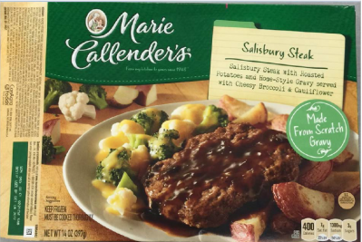 Marie Callender’s Salisbury Steak with Roasted Potatoes and Home-Style Gravy served with Cheesy Broccoli & Cauliflower