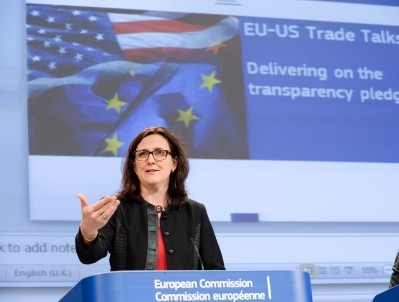 European Commissioner for trade Cecilia Malmström at yesterday's press briefing. Photo courtesy of European Commission
