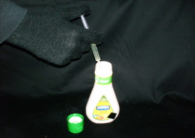 This picture allegedly shows the method used by the group to contaminate products