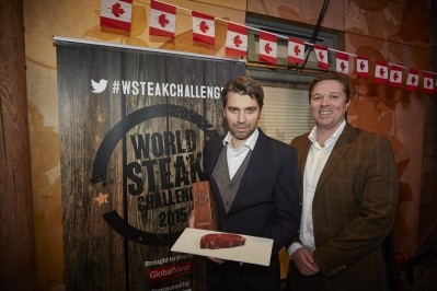 Frank Albers of Albers GMBH and Jack's Creek managing director Patrick Warmoll with the award-winning steak