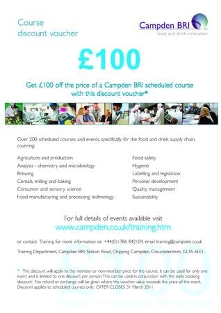 £ 100 off  Campden BRI training courses