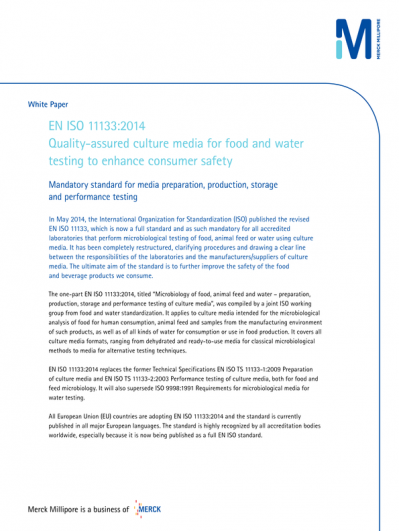 The impact of EN ISO 11133: A mandatory standard for culture media