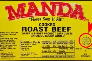 Manda Packing label on recalled meat