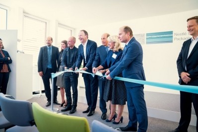 ribbon cutting at Nestle's new packaging research facility