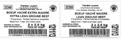 Labels of products involved in the ground beef recall