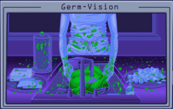 "Germ Vision" visualization shows washing raw poultry spreads bacteria. 