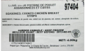 Label of the chicken breast strips recalled